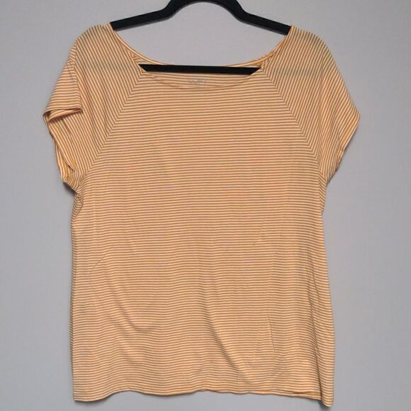 Loft Outlet Orange and White Short Sleeve Shirt - Picture 1 of 5